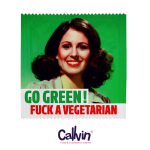 Презерватив "Бъди еко, прави секс с вегетарианец"