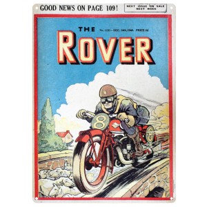 Голяма метална винтидж табела А3 "The Rover Motorbike"