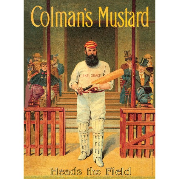 Retro Humour - Голяма винтидж метална табела А3 "Colman"s Mustard Cricketer" 1