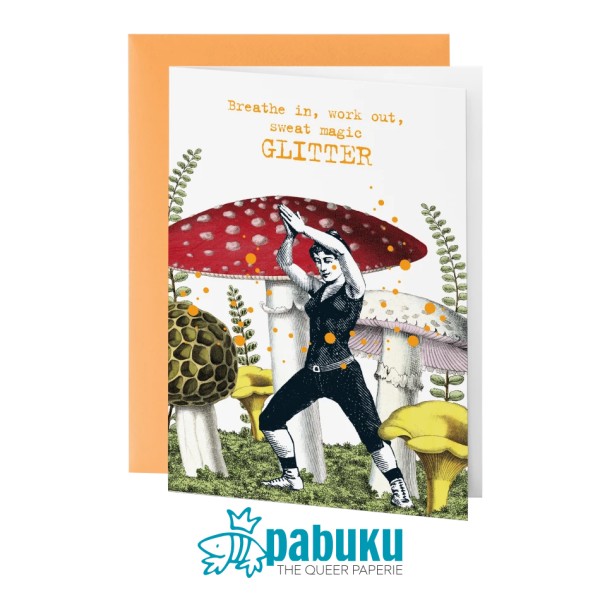Pabuku Cards - Поздравителна Картичка "Work out, Sweat, Magic, Glitter" 1
