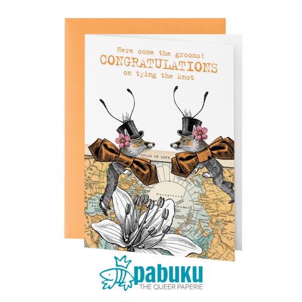 Pabuku Cards - Поздравителна картичка "Congratulations on tying the knot" | Младоженци 1