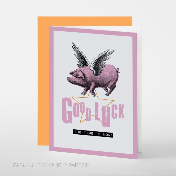 Pabuku Cards - Поздравителна картичка "Good Luck Pig" 1