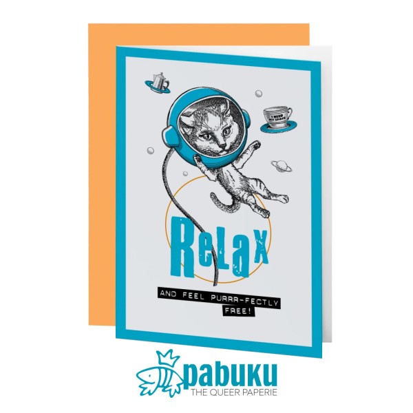 Pabuku Cards - Поздравителна картичка "Relax and Feel Purrr-fectly Free" 1