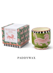 Соева свещ Падивакс "А допо - тигър" в керамичка форма с аромат на кедър и смокини 