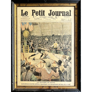 Original vintage newspaper Le Petit Journal | 1910-07-17 | Jack Johnson vs Jim Jeffries | Boxing | Framed