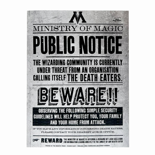 HARRY POTTER - Postcard "Ministry of Magic Public Notice" 1
