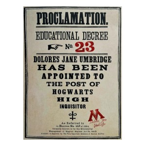 Postcard "Proclamation No.23: Dolores Jane Umbridge - High Inquisitor"