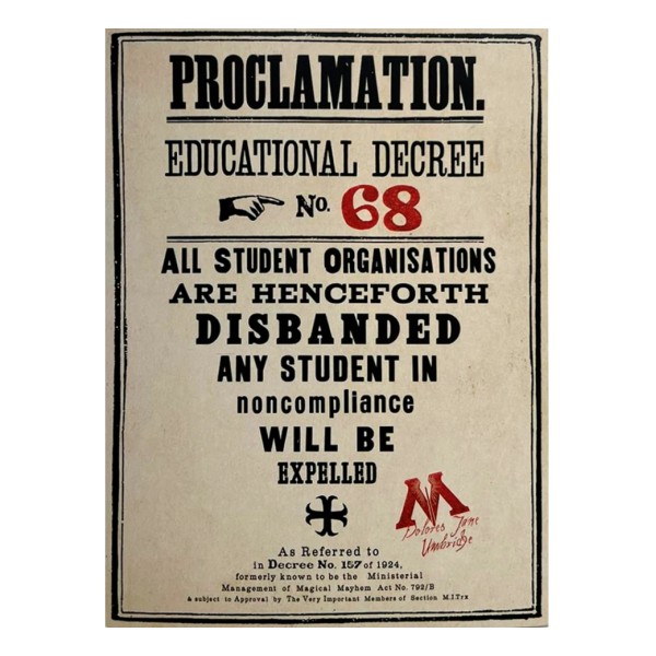 HARRY POTTER - Postcard "Proclamation No.68" 1