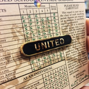 Old-school badge "United" in black