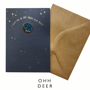 Enamel pin gift card - I Love You To The Moon and Back 