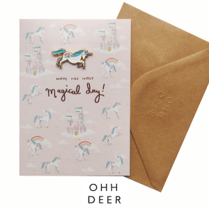 Enamel pin gift card - Have The Most Magical Day Unicorn 