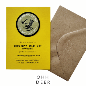 Woven patch gift card- Grumpy Old Git Award 