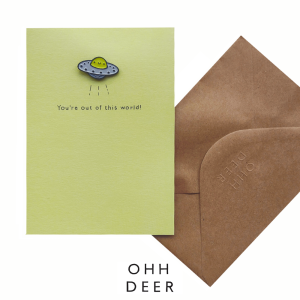 Out of This World Enamel Pin Greeting Card