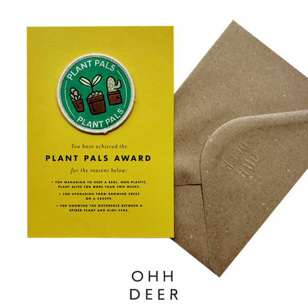 Ohh Deer - Поздравителна картичка с нашивка "Награда за приятелите на цветята"  1
